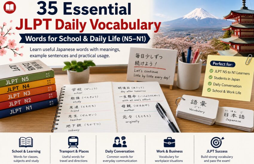 JLPT daily vocabulary for school and daily life
